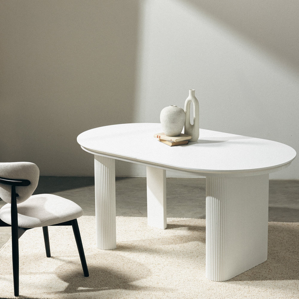 Extendable dining table BAUME, white, 160-240 cm