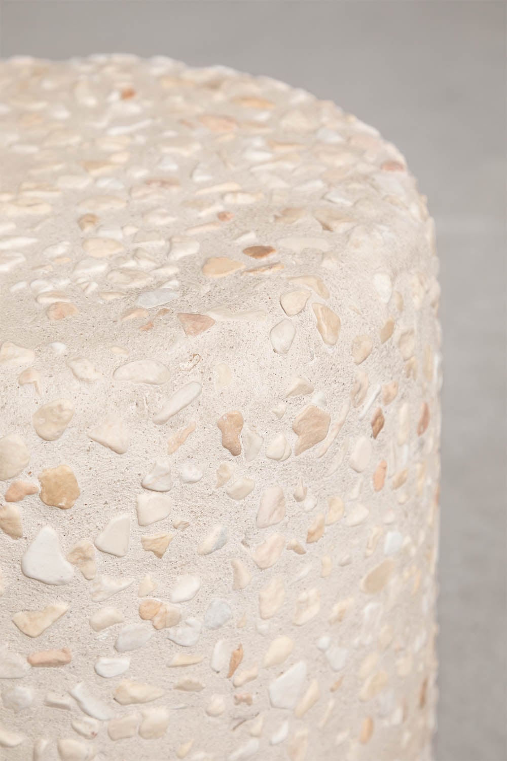 Round outdoor side table TERRAZZO, beige terrazzo
