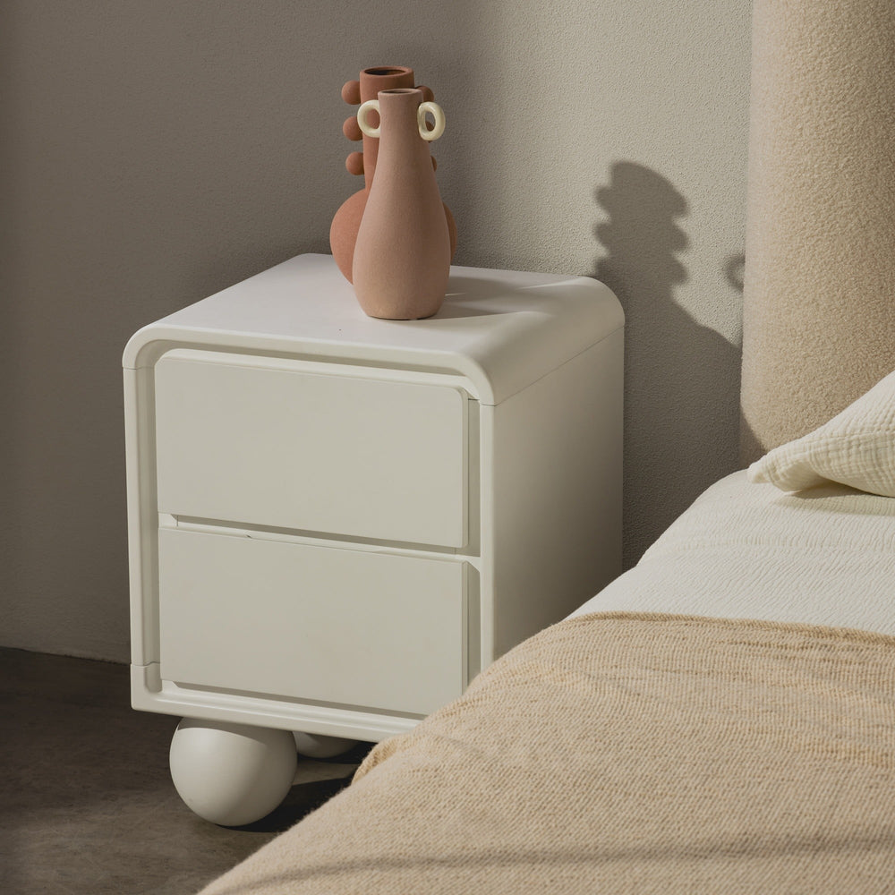 Bedside table JASMIN, white, balls