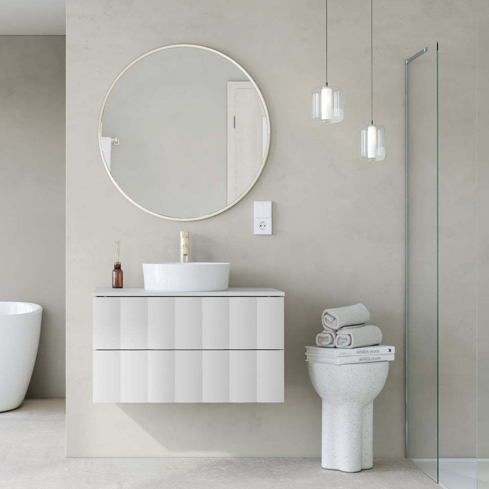 Vonios spintelė FENNEL, balta, banguotas frontas