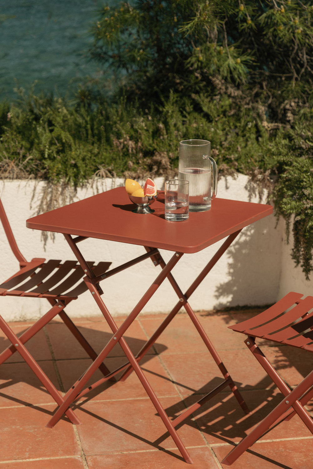 Outdoor furniture set TAMARIT, foldable, terracotta