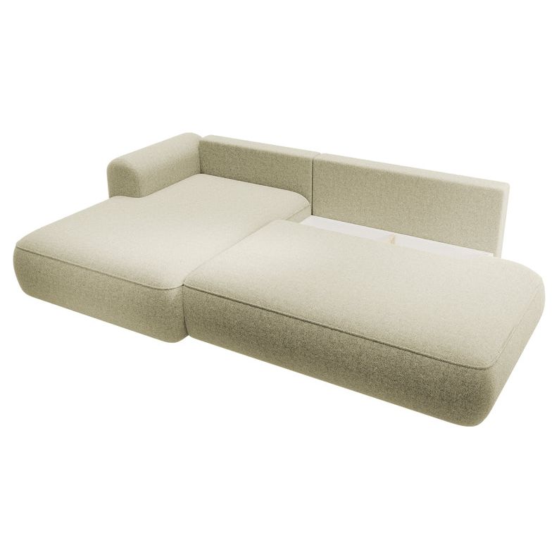 Kampinė sofa FOGA, kairė pusė, smėlio spalva, su miegamąja funkcija