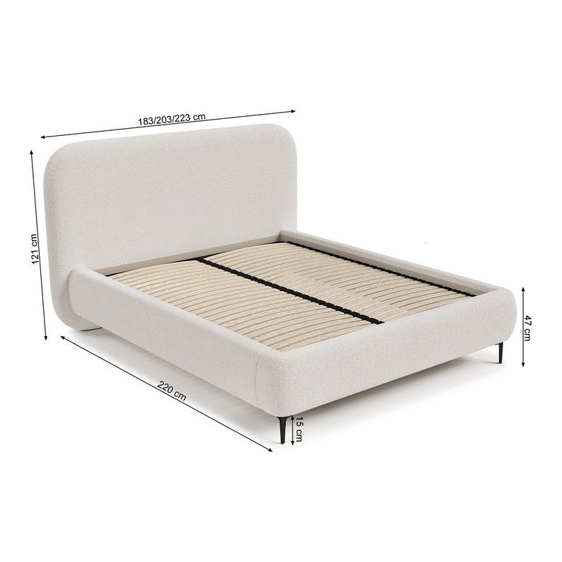 Minkšta lova MONNO, 160x200 cm., smėlio spalva, lengvai valomas veliūrinis audinys