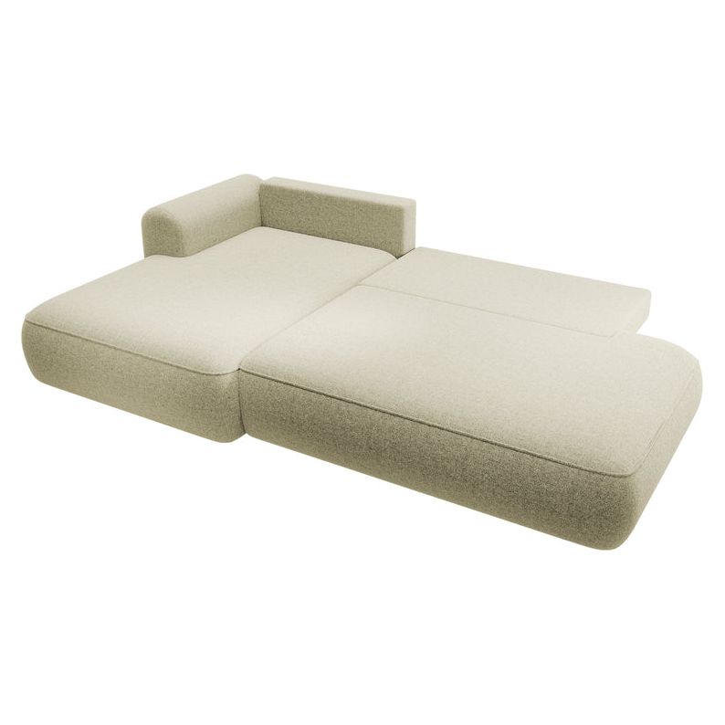 Kampinė sofa FOGA, kairė pusė, smėlio spalva, su miegamąja funkcija