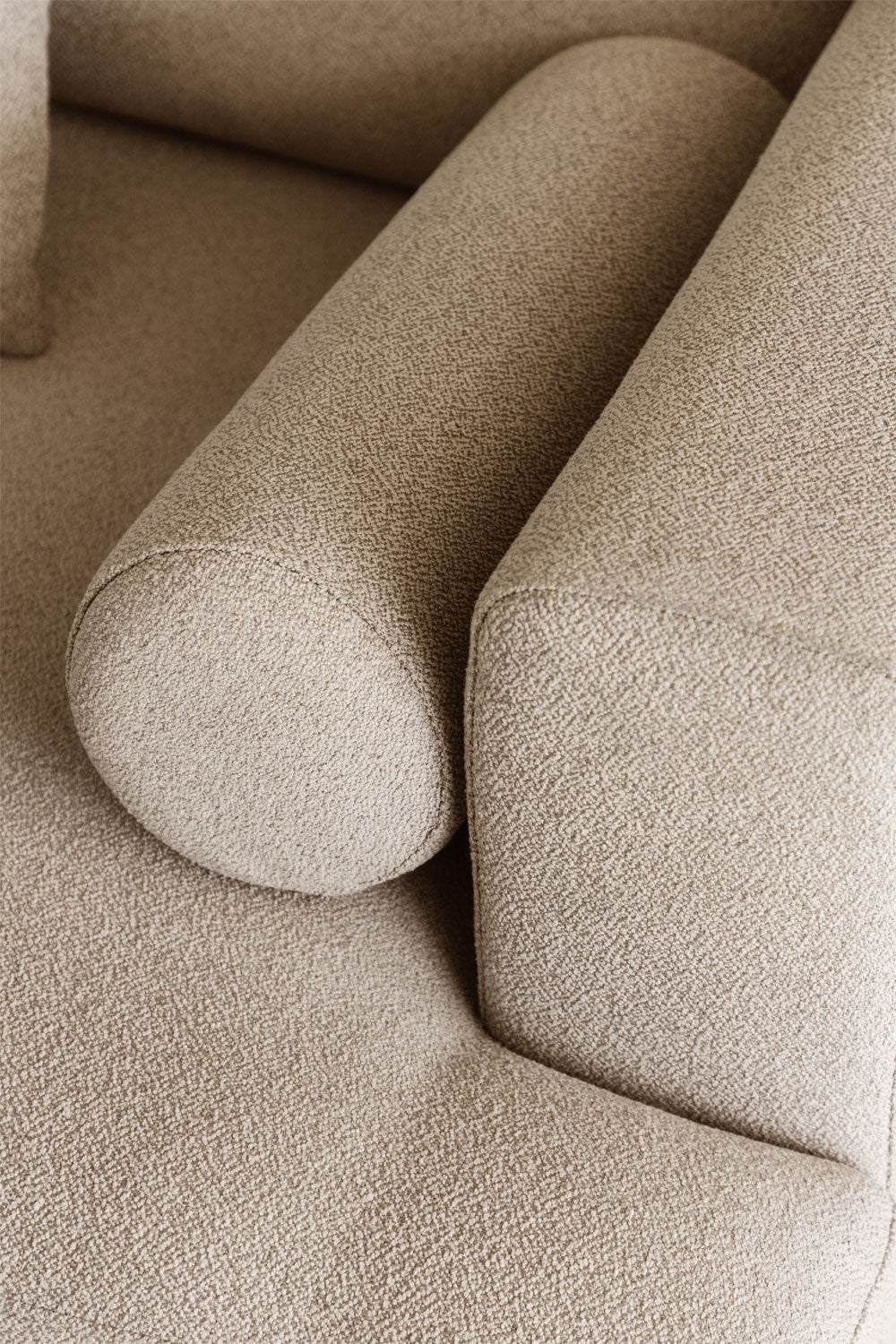 NELTON three-seater sofa in bouclé fabric, soft white