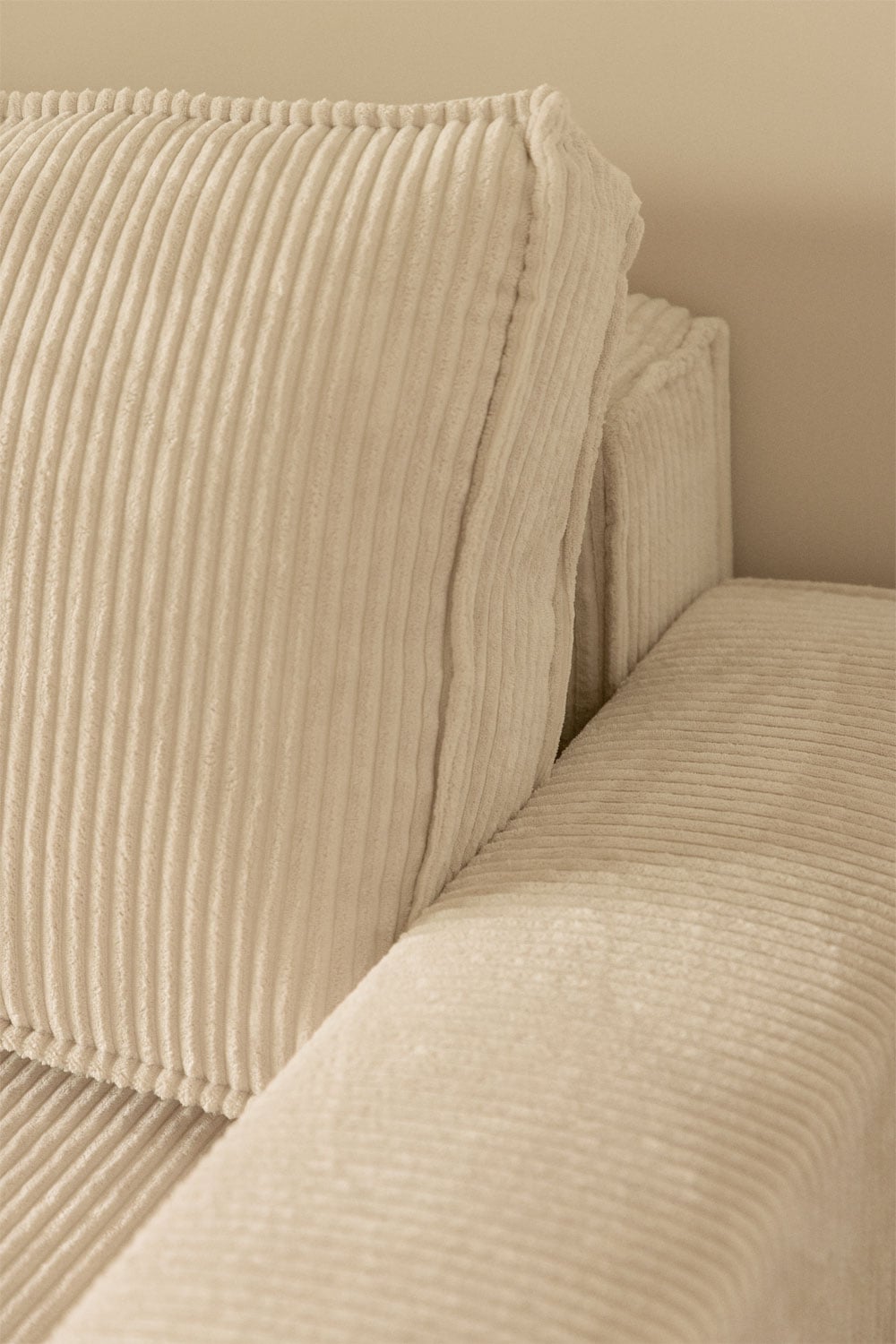 Three-seater sofa TAMLO with sleeping function, corduroy, cream