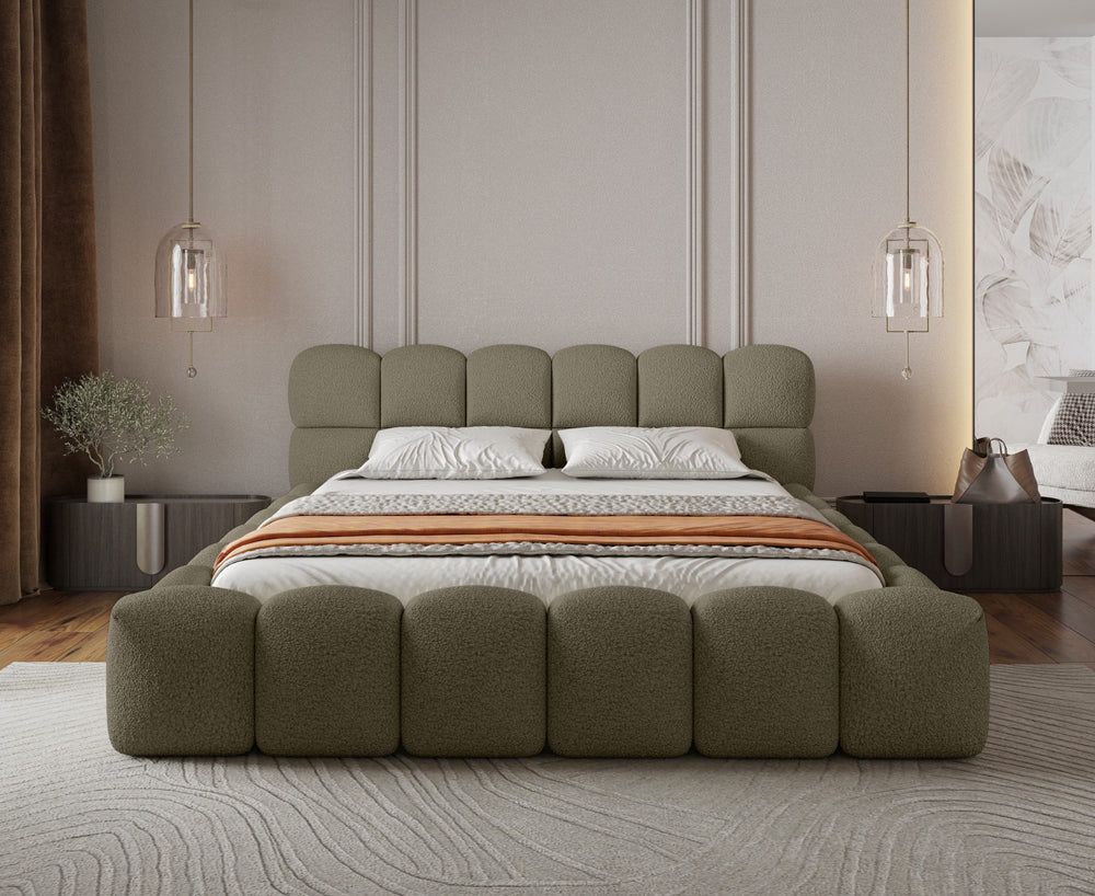 Miegamojo lova JASMIJA, rusvai pilka quelle