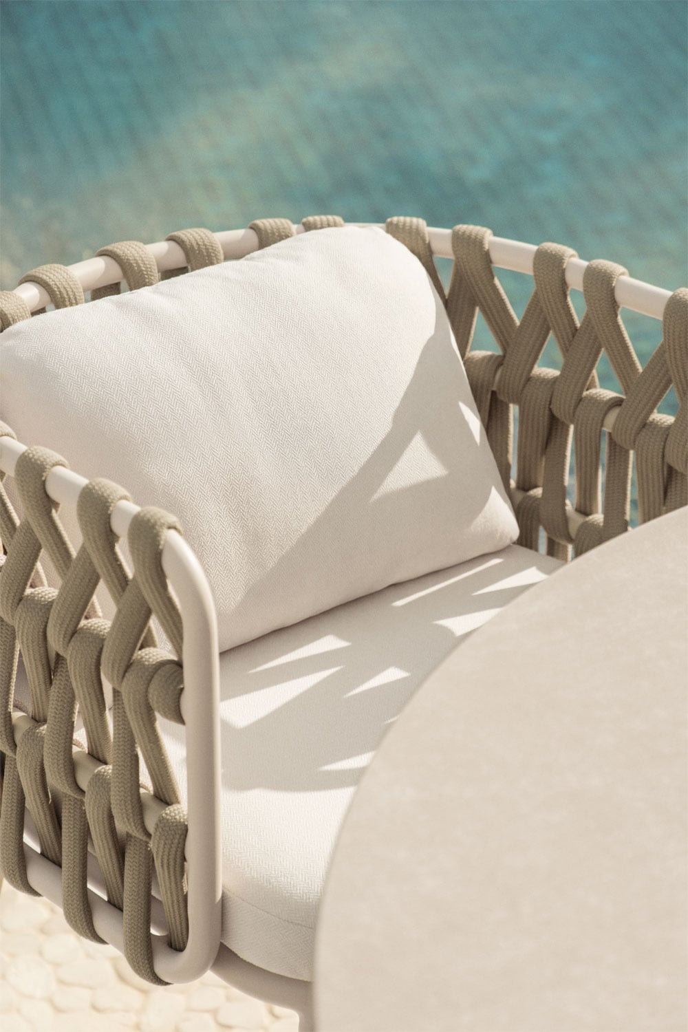 Outdoor furniture set TEVARY, table and chairs, cream