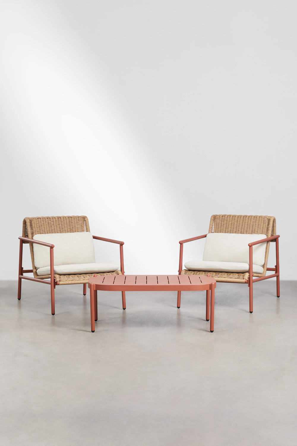 Outdoor set RATANO, armchairs and table, terracotta