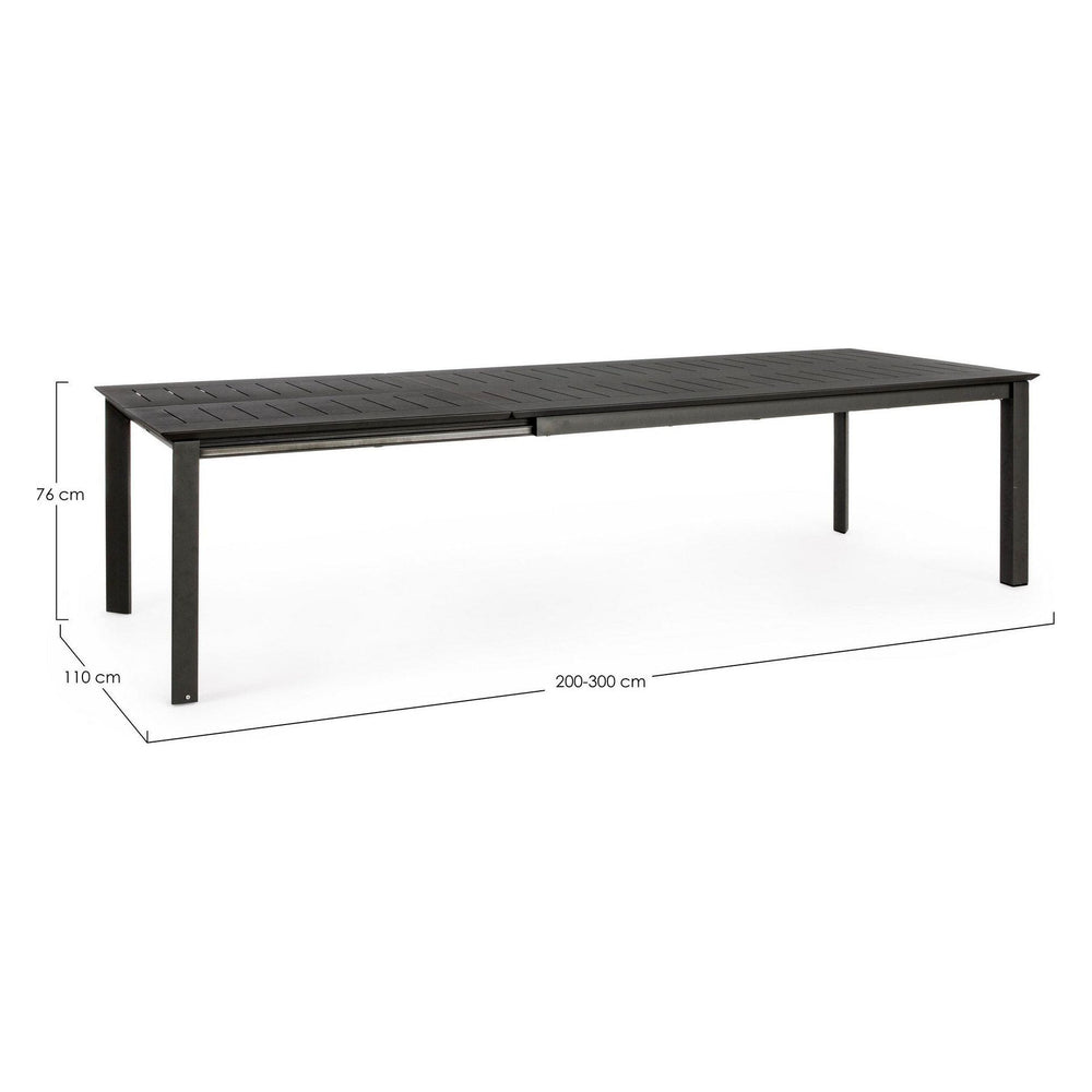 Outdoor dining table KONNOR CHARC, 200-300X110 cm