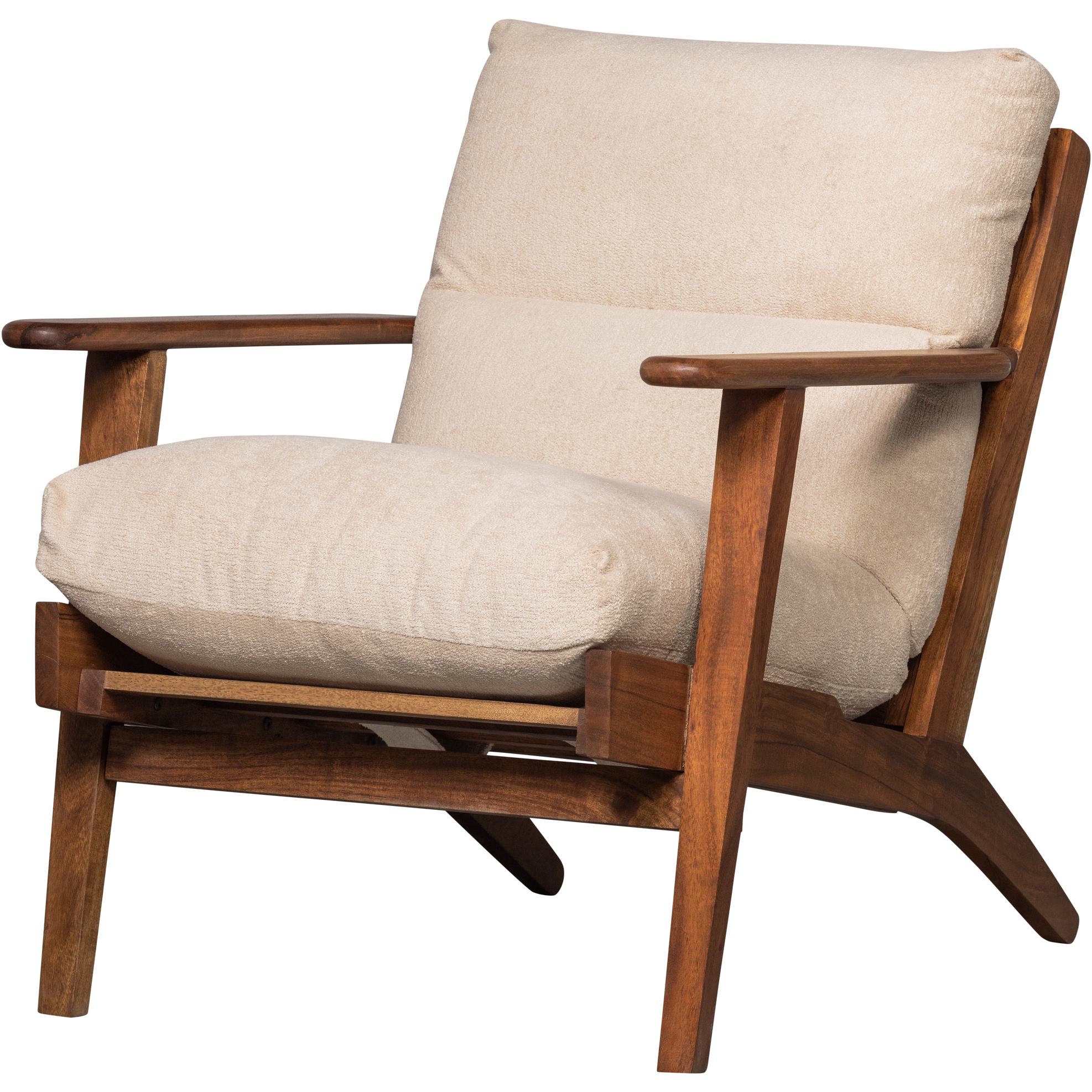 HOUSTON fotelis, boucle medžiaga, mediena
