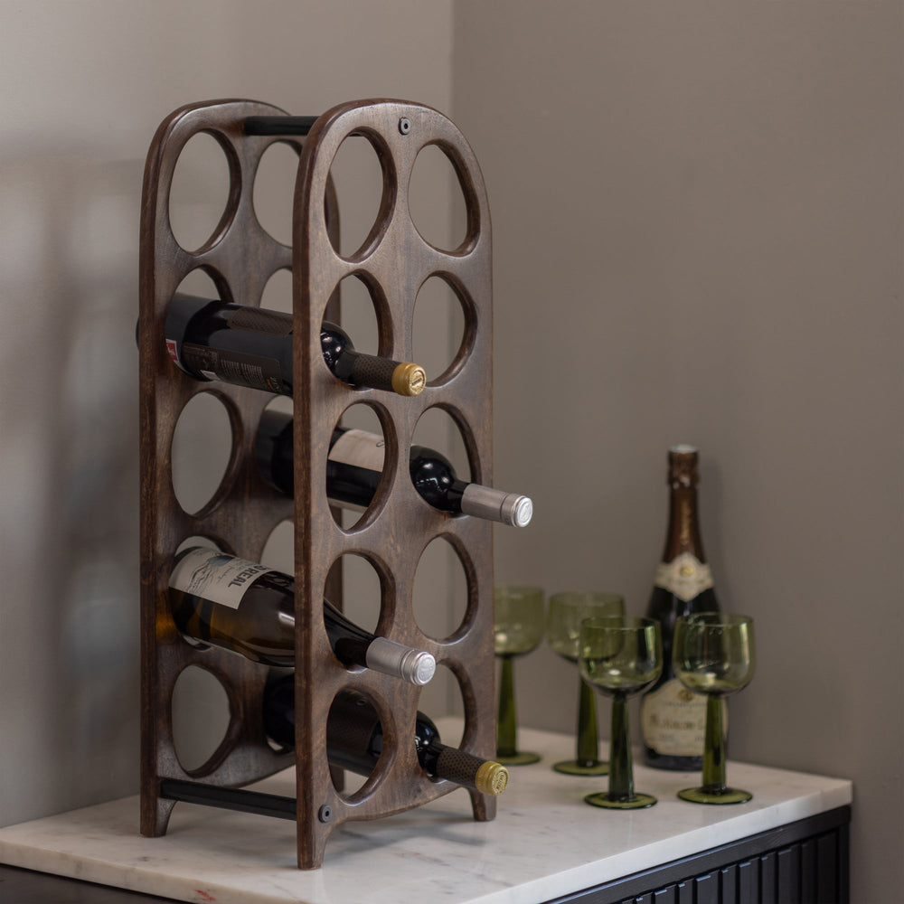 SUVI vyno lentyna, 10 butelių, medinė, ruda
