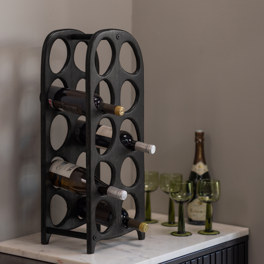 SUVI vyno lentyna, 10 butelių, medinė, juoda