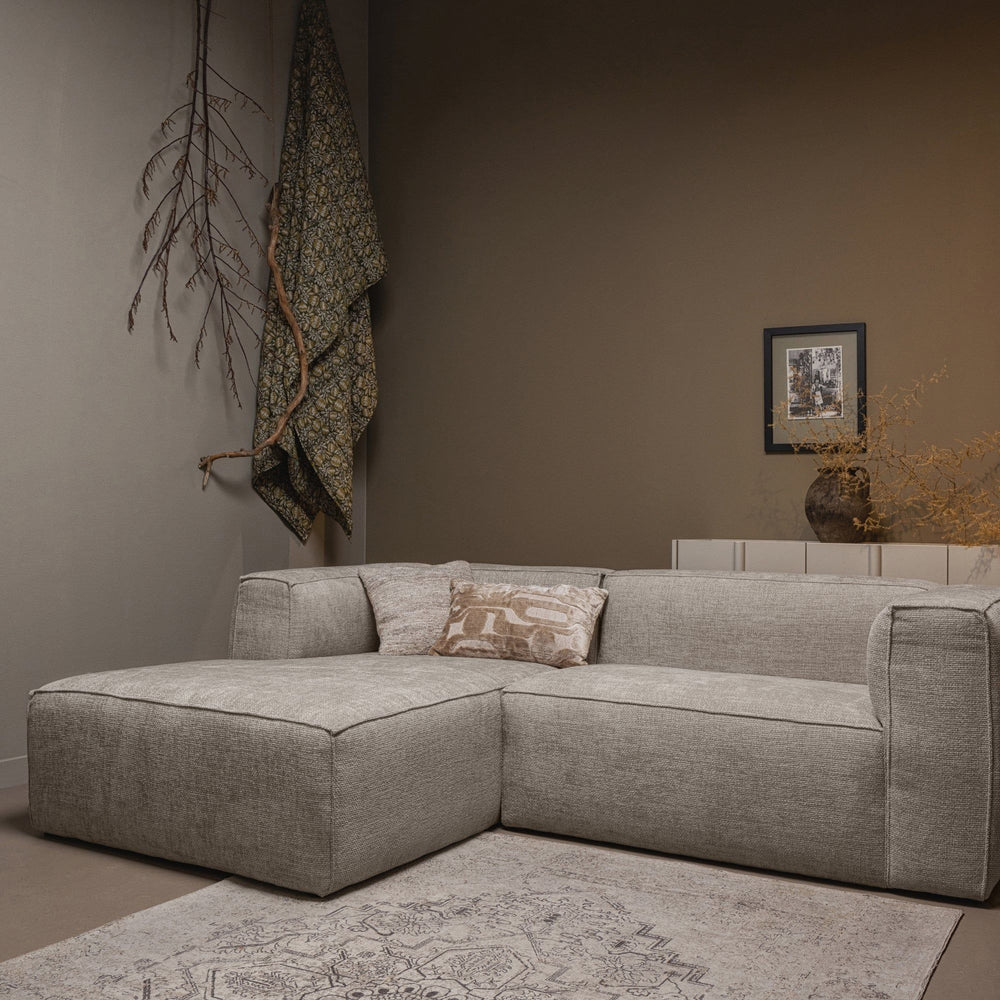 BEAN sofa su šezlongu, melanžas, travertine spalva, kairė