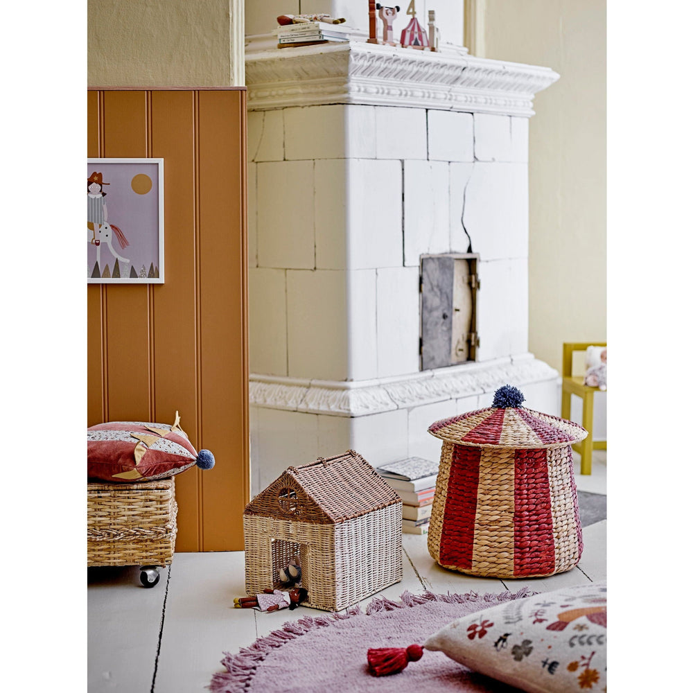 Dekoratyvinis krepšys BIRSEN su dangčiu, raudona, vandens hiacinta