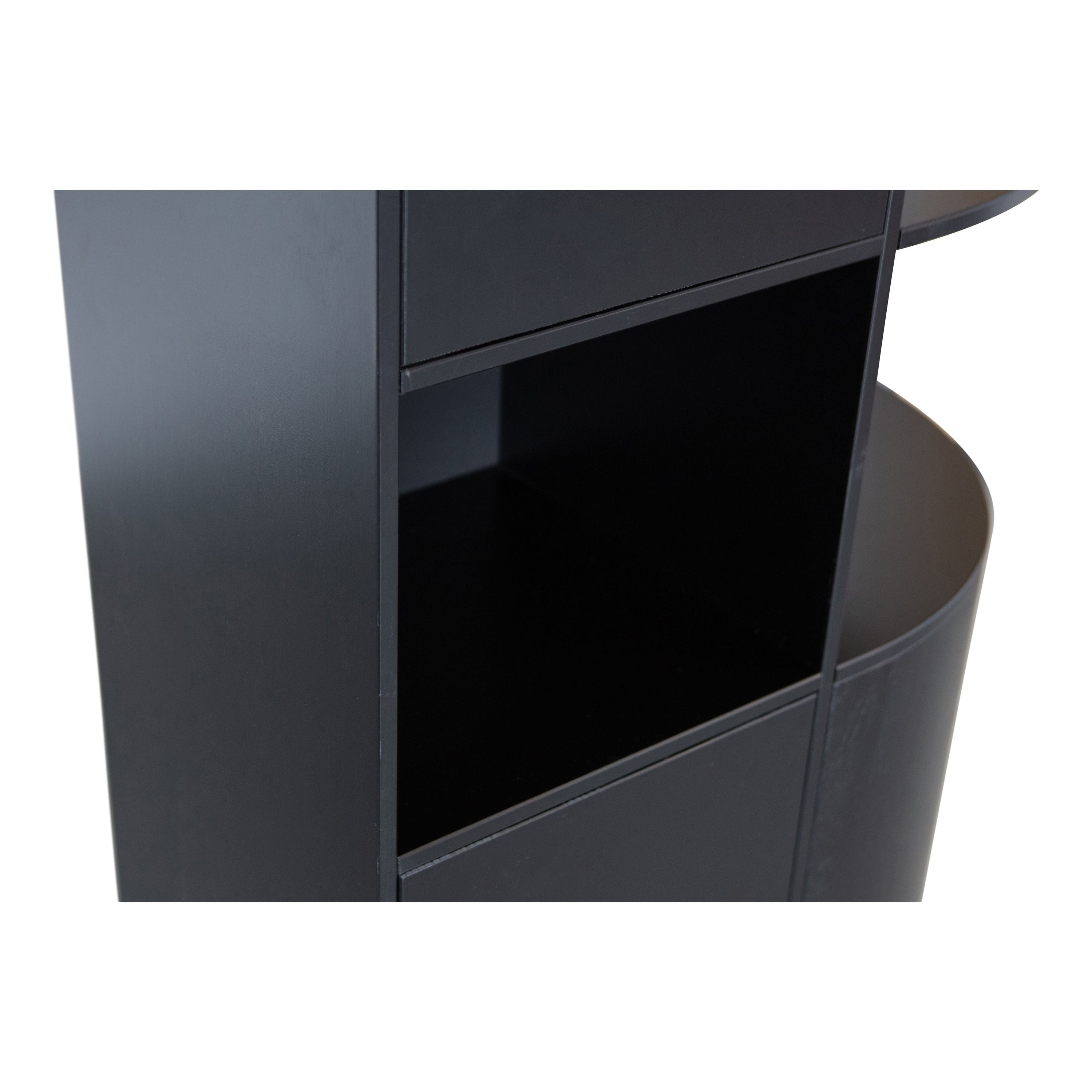 "FINCA" spinta su lentynomis, dešinė pusė, juoda spalva, mediena, 78 cm