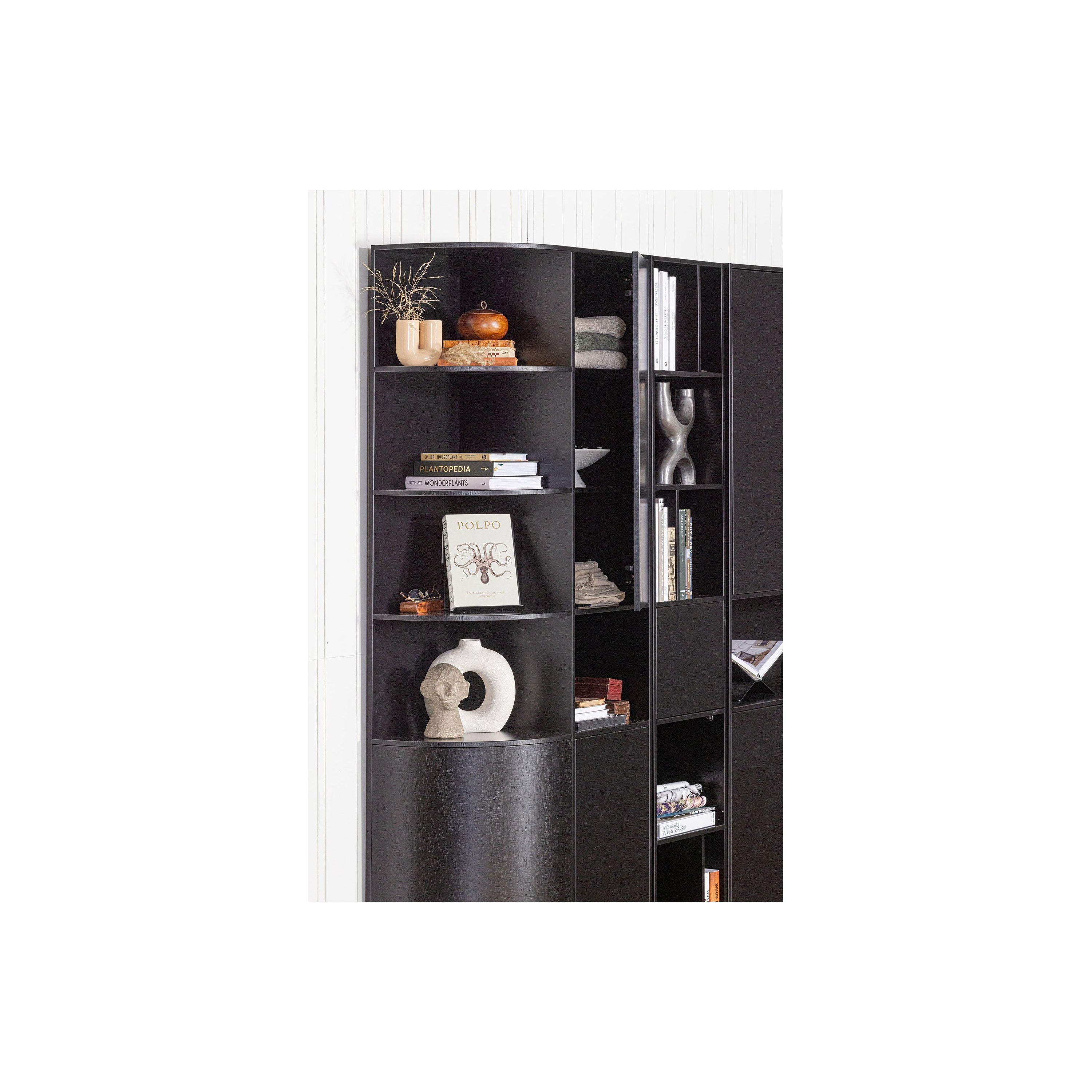 "FINCA" lentyna su atvirais skyriais, juoda spalva, mediena, 40 cm