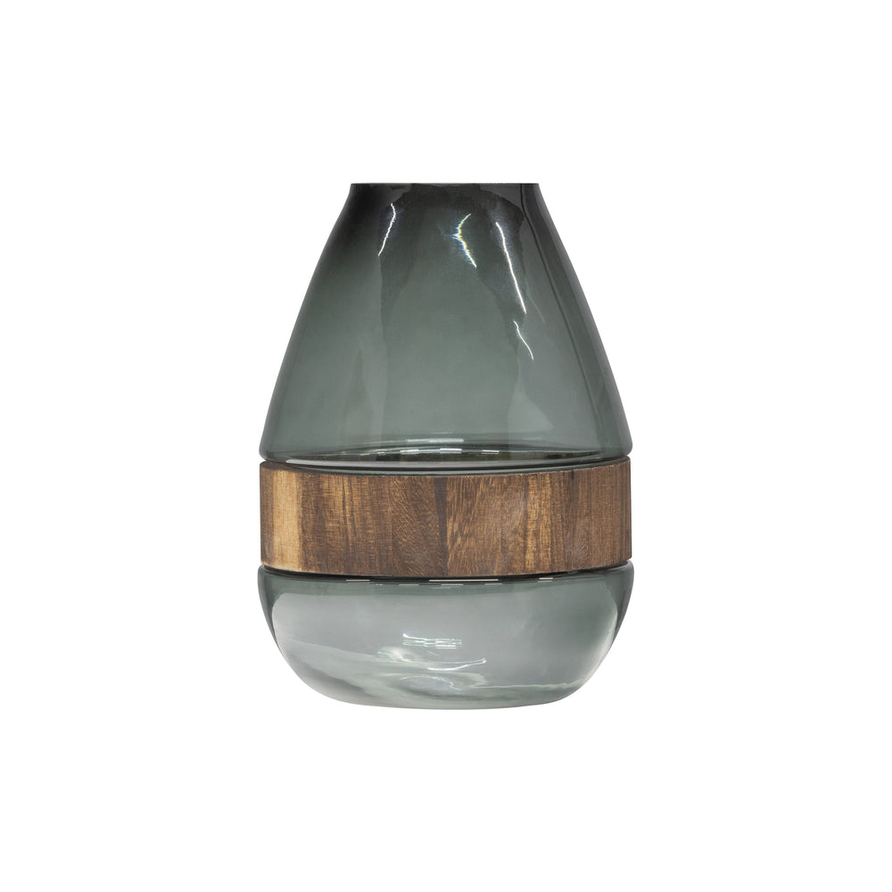 "Dave" vaza, stiklas, mediena, mėlyna/žalia, 26x19cm