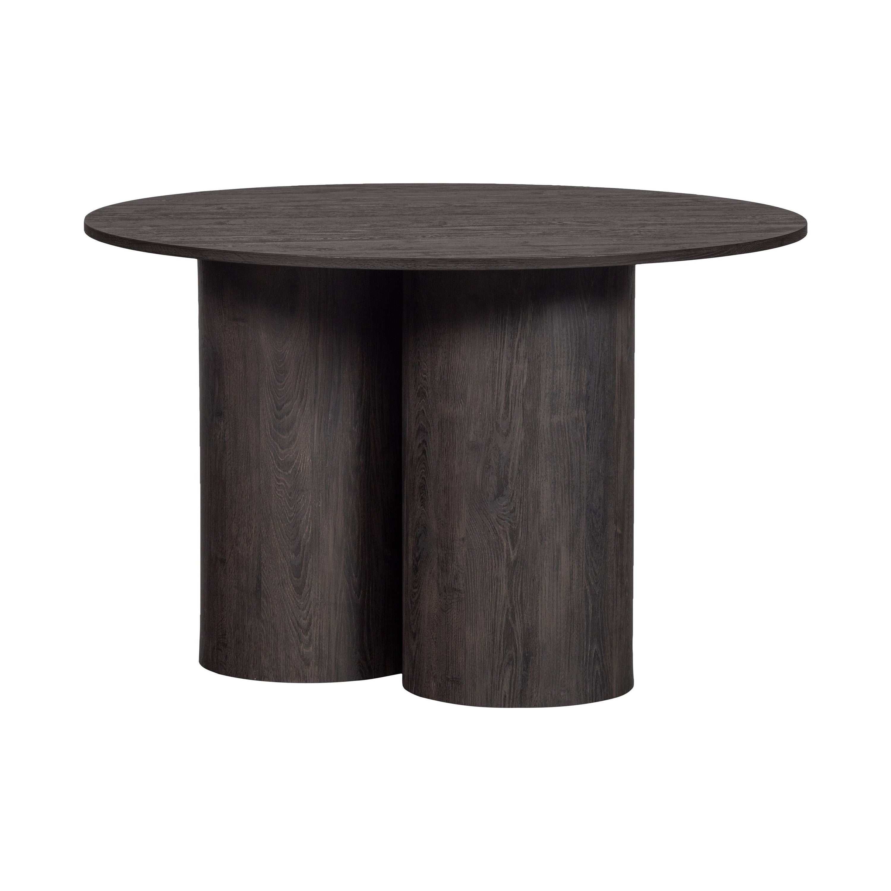 OONA apvalus valgomojo stalas su žaismingu 3 kojų dizainu, tamsiai ruda spalva, Ø120cm