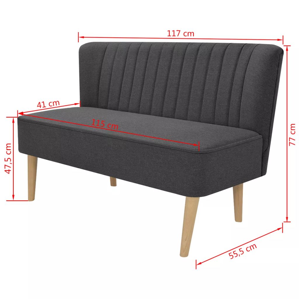 Sofa, audinys, 117x55,5x77cm, tamsiai pilka