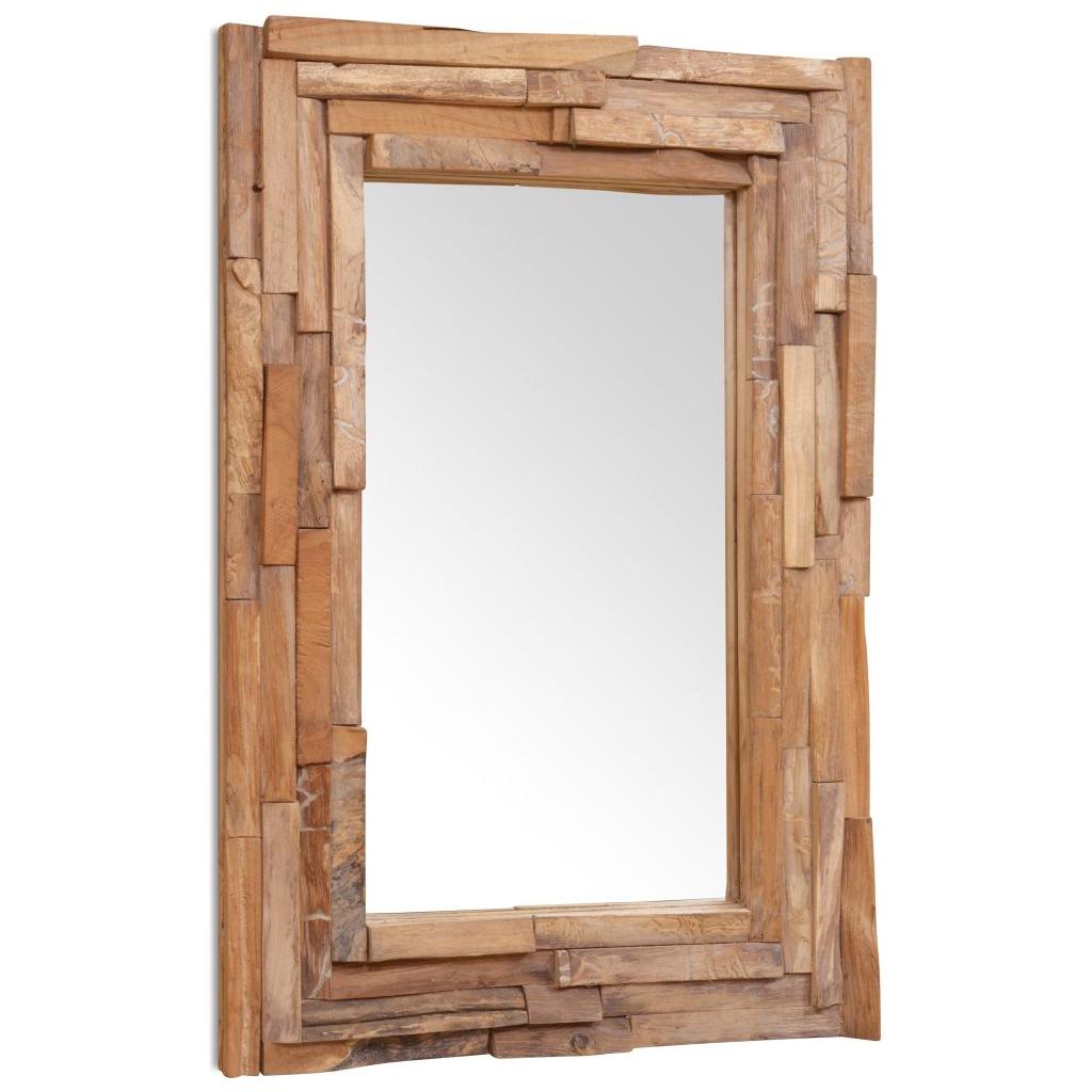 Dekoratyvus veidrodis, tikmedis, 90x60cm, stačiakampio formos