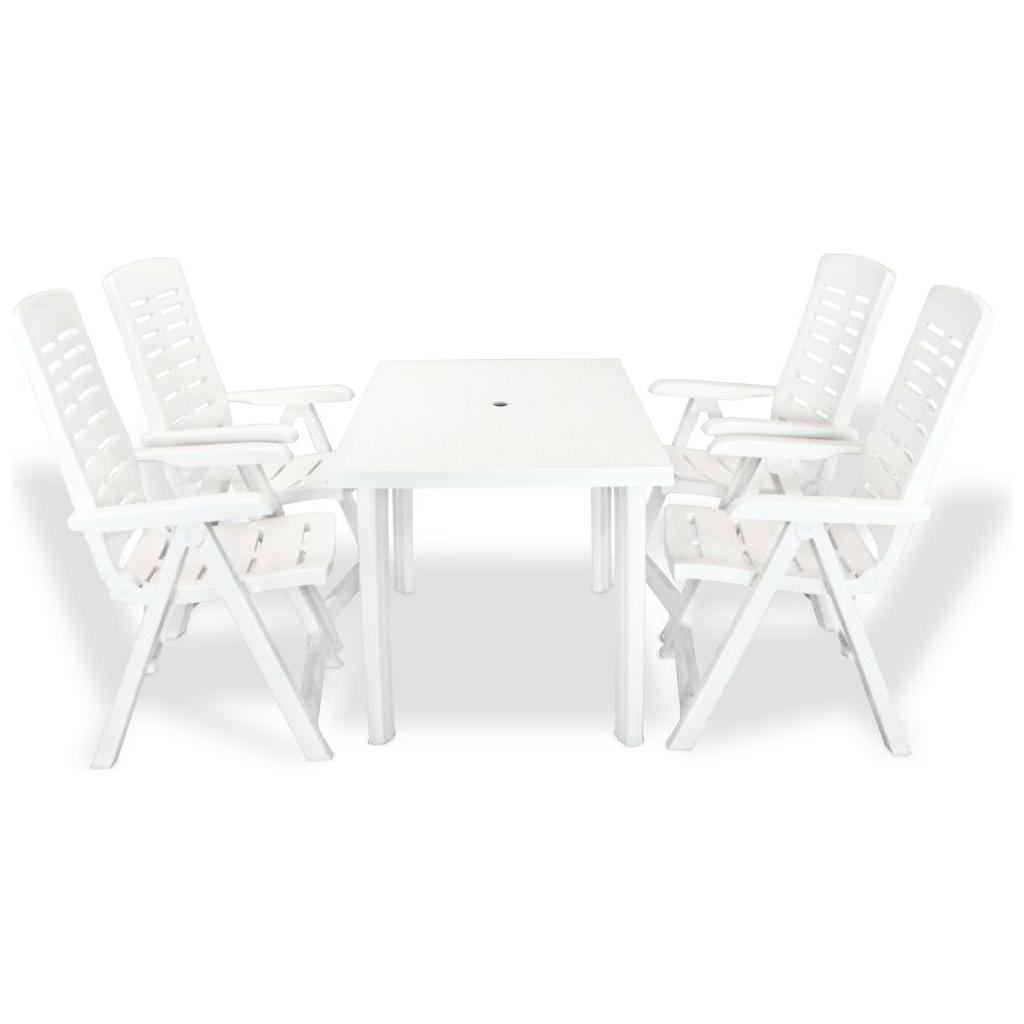 Lauko valg. baldų komplektas, 5d., baltos spalvos, plastikas