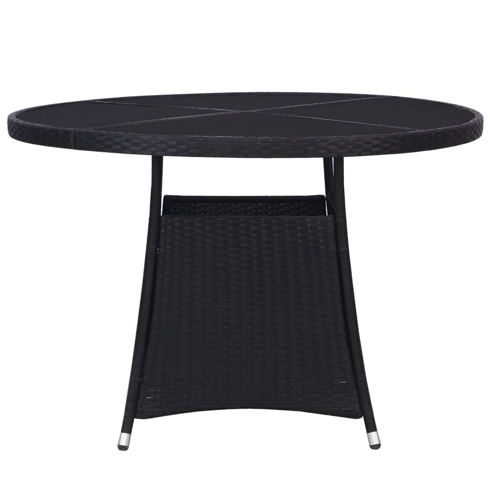Sodo stalas, juodas, 110x74cm, poliratanas