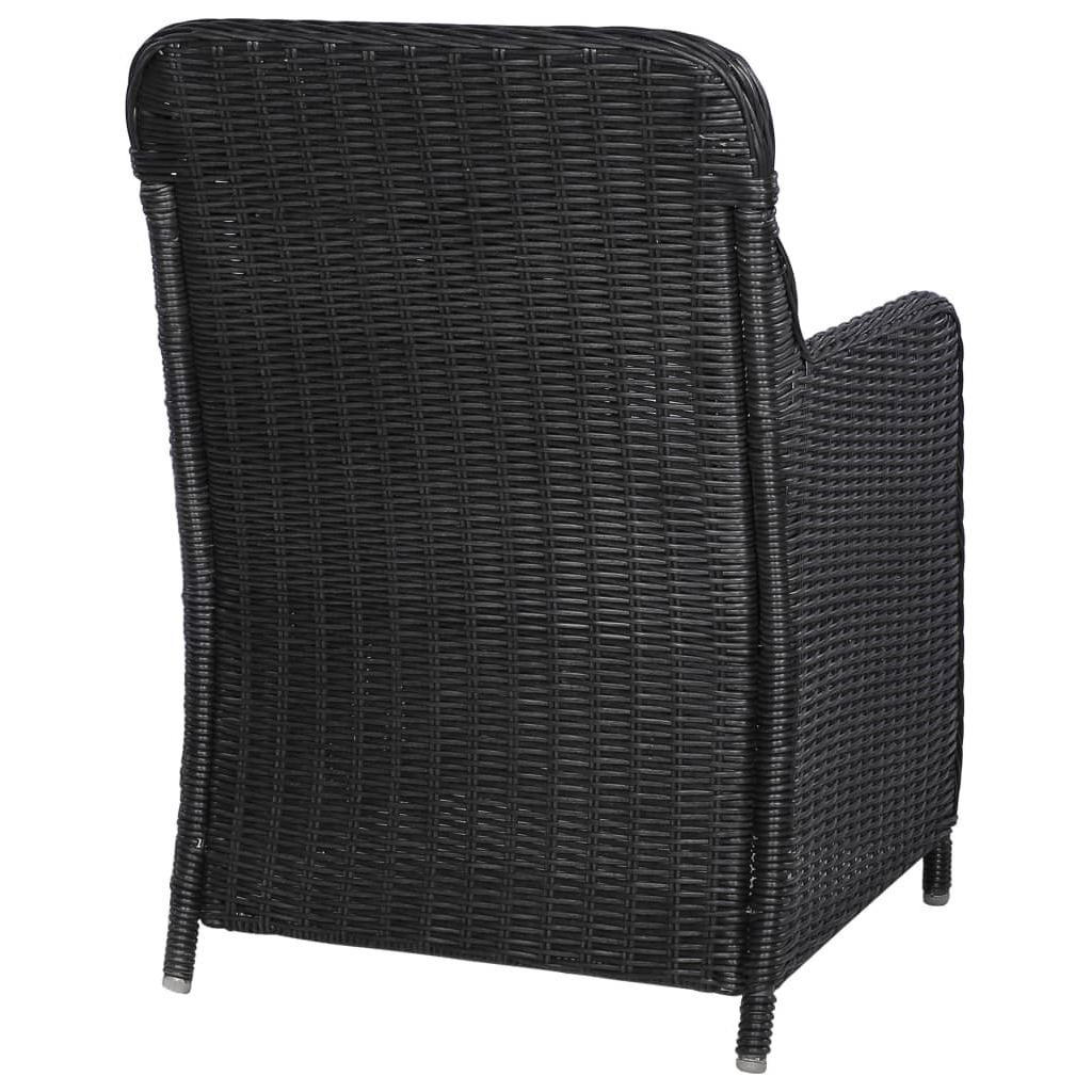 Lauko kėdės su pagalvėlėmis, 2vnt., juodos sp., poliratanas