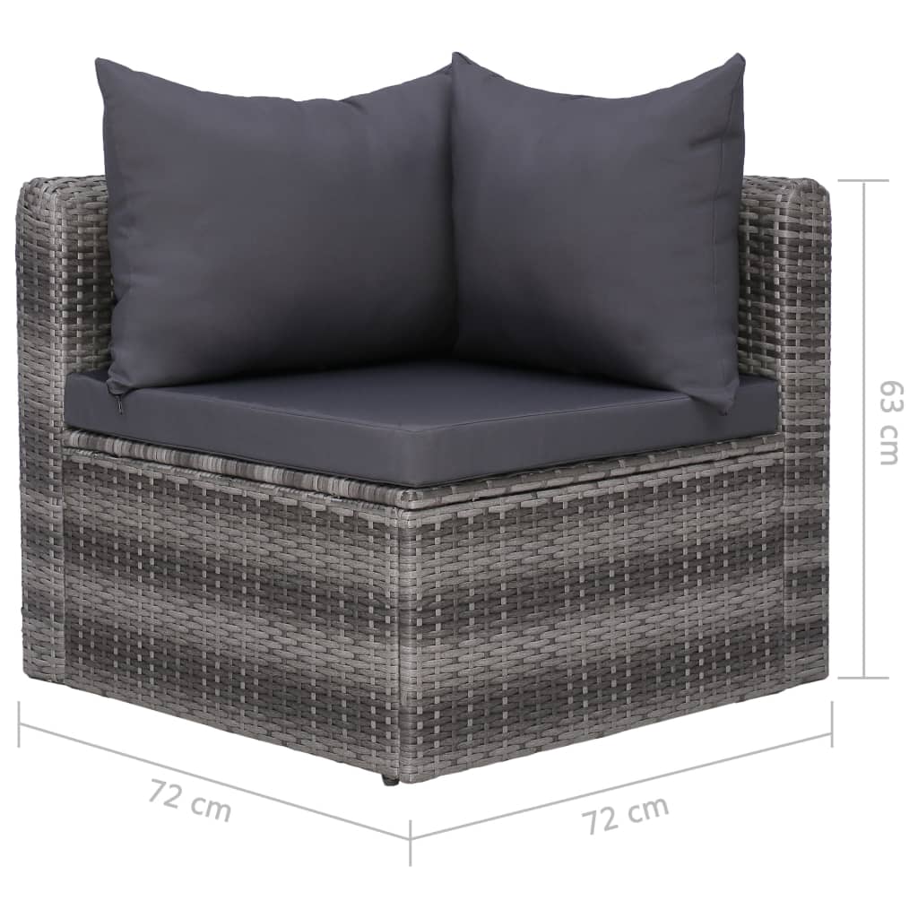 Sodo sofos komplektas su pagalvėmis, 3d., pilk. sp., polir.