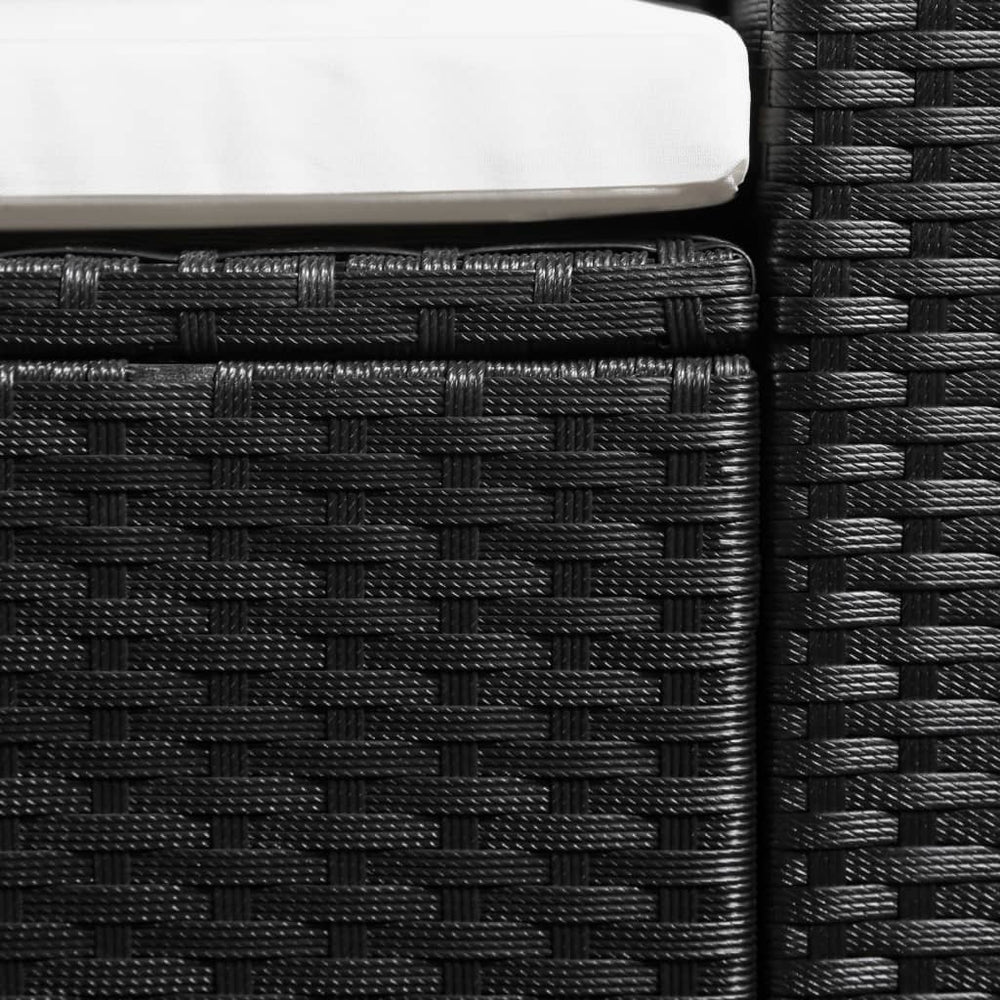 Sodo poilsio baldų kompl., 3d., juodas ir baltas, poliratanas