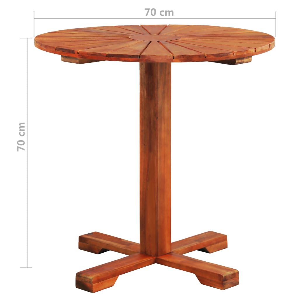 Pjedestalinis stalas, 70x70 cm, akacijos med. masyvas, apvalus
