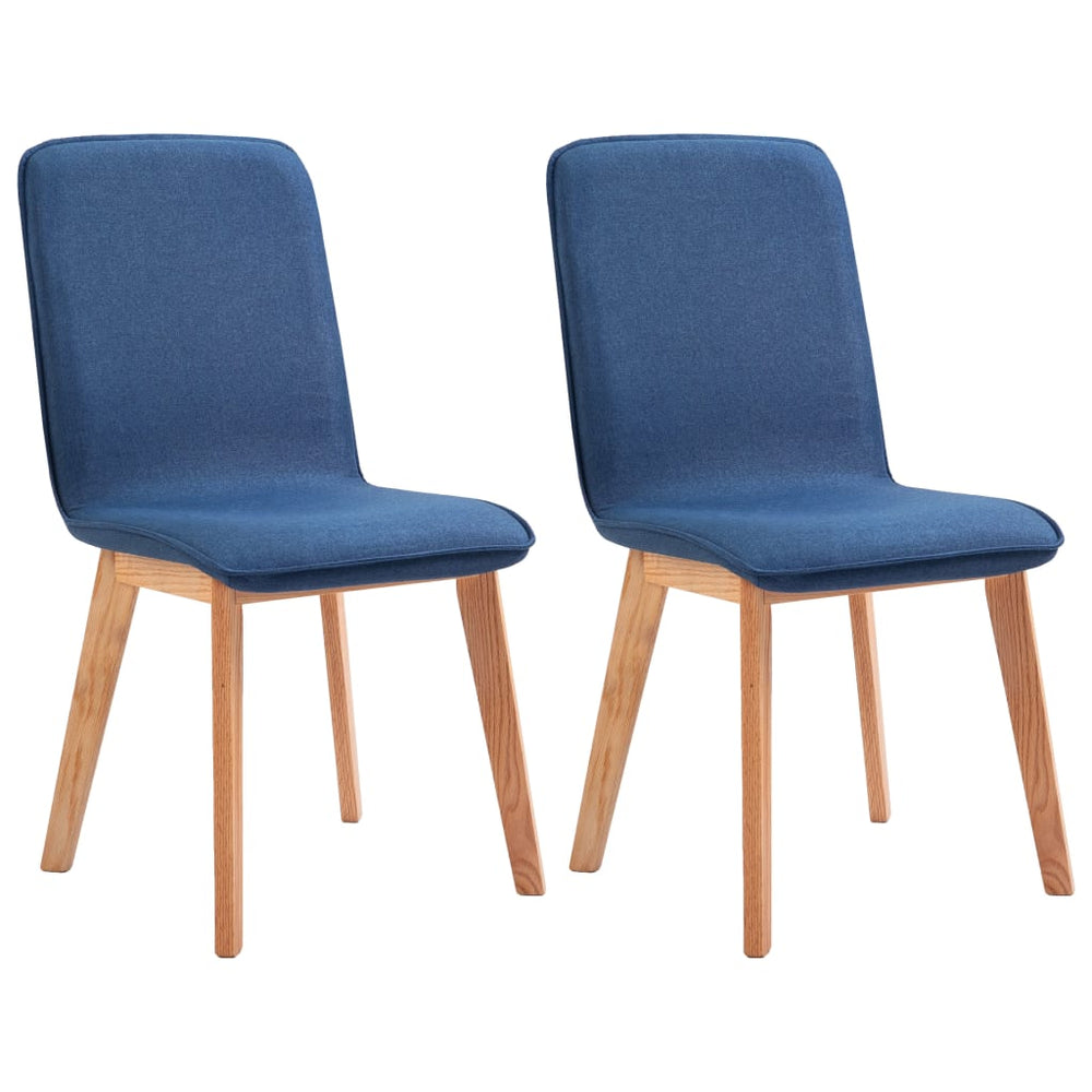Valgomojo kėdės, 2vnt., mėlynos, audinys ir ąžuolo masyvas