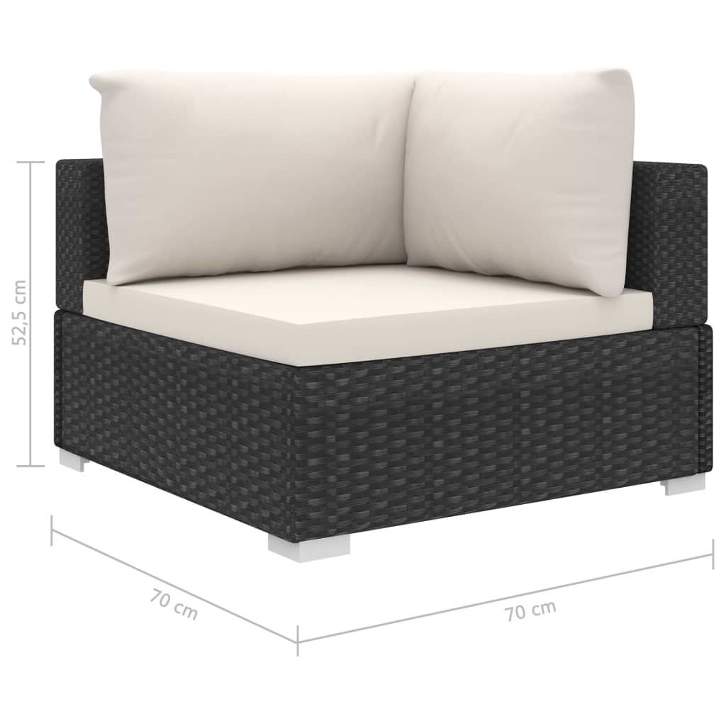 Sodo baldų komplektas su pagalvėlėmis, 4d., juodas, poliratanas