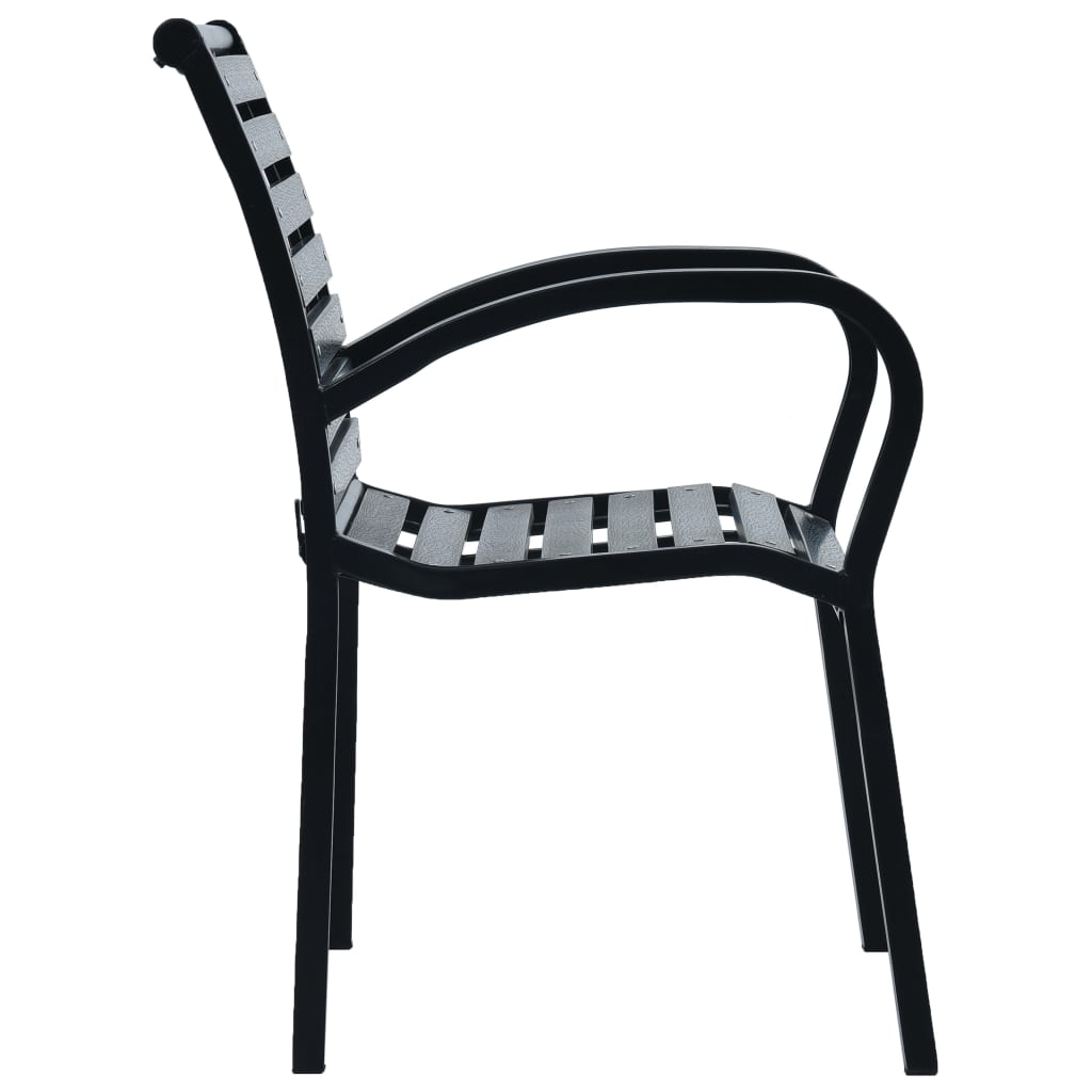 Sodo kėdės, 2vnt, juodos spalvos, plienas ir WPC