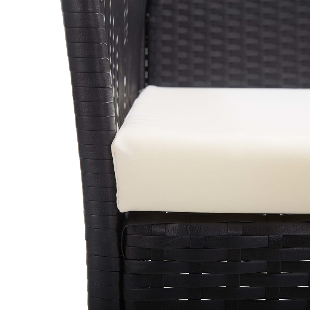 Sodo krėslai su pagalvėlėmis, 2vnt., juodi, poliratanas