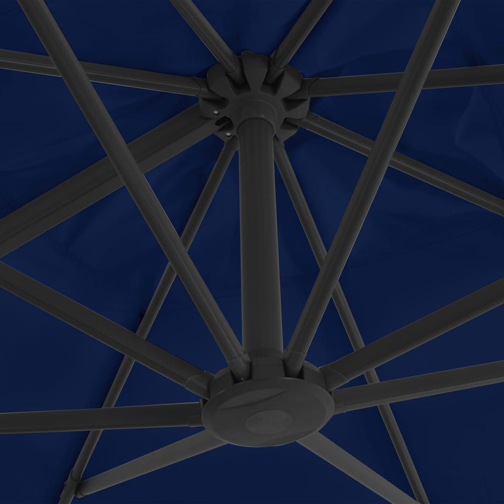 Gembės formos skėtis su aliuminio stulpu, mėlynos spalvos, 3x3m