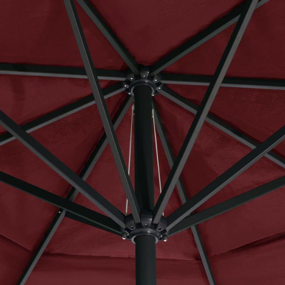 Lauko skėtis su aliuminio stulpu, tamsiai raudonas, 600cm