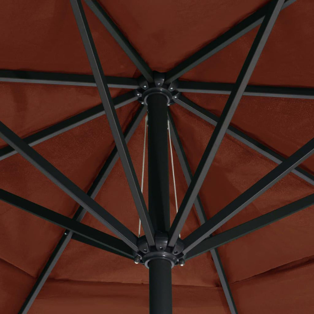 Lauko skėtis su aliuminio stulpu, terakota spalvos, 600cm