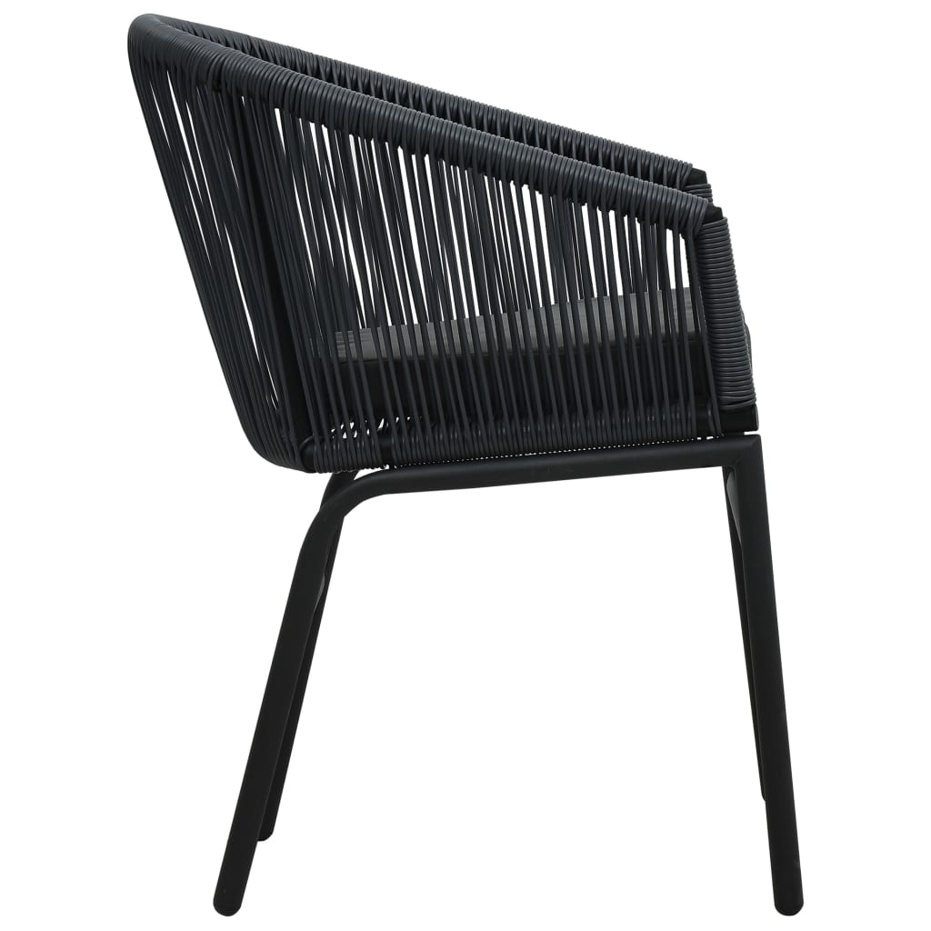Sodo kėdės, 2vnt., juodos spalvos, PVC ratanas