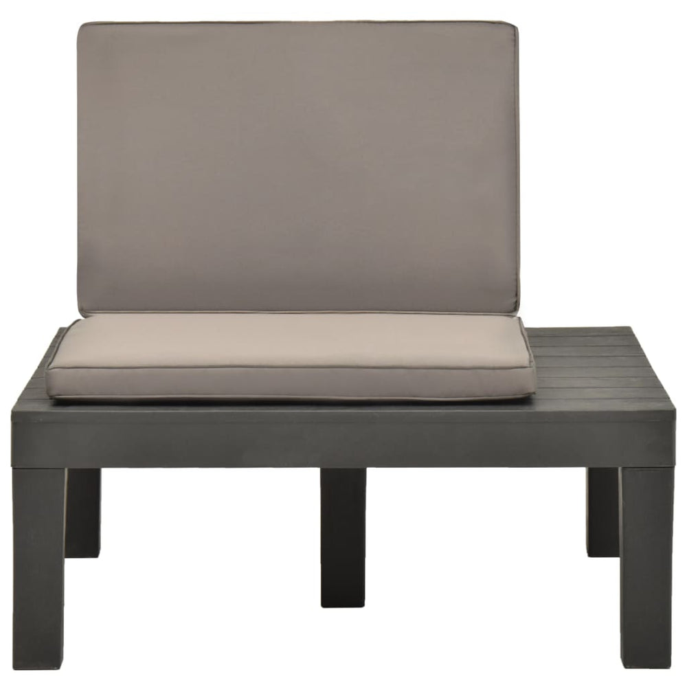 Sodo poilsio kėdė su pagalvėle, antracito spalvos, plastikas