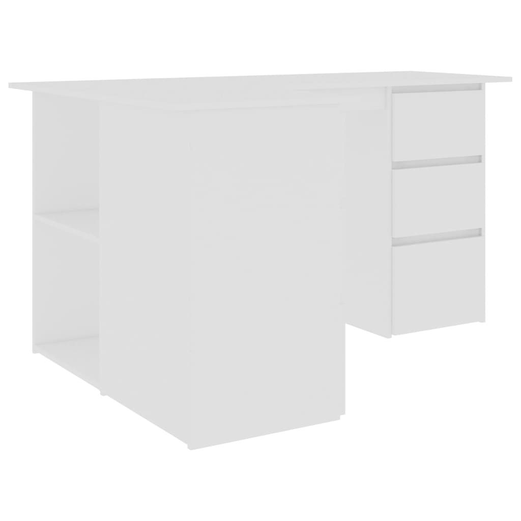 Kampinis rašomasis stalas, baltos spalvos, 145x100x76cm, MDP