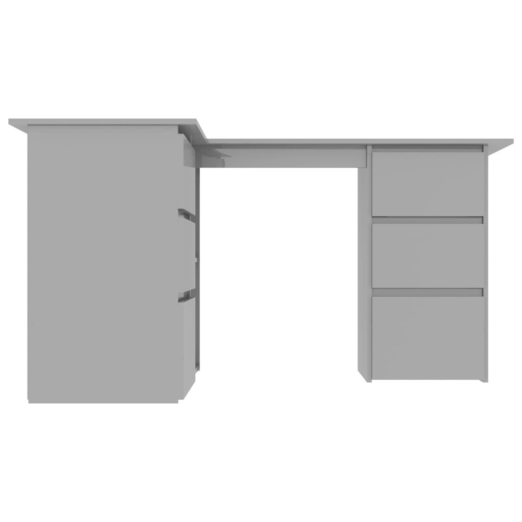 Kampinis rašomasis stalas, pilkas, 145x100x76cm, MDP, blizgus