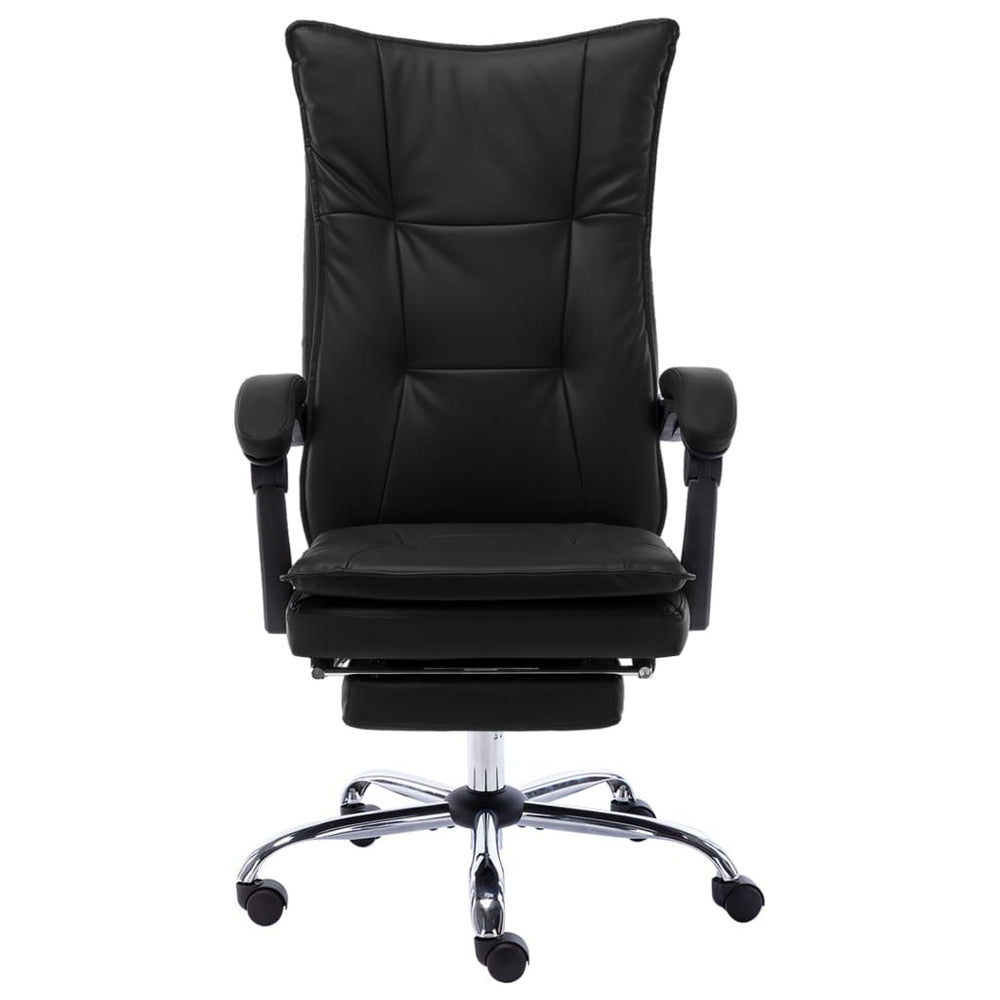 Biuro kėdė su pakoja, juodos spalvos, dirbtinė oda