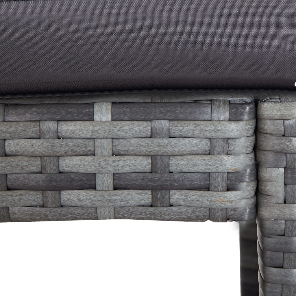 Sodo baro komplektas su pagalvėmis, 7 dalių, pilkas, ratanas