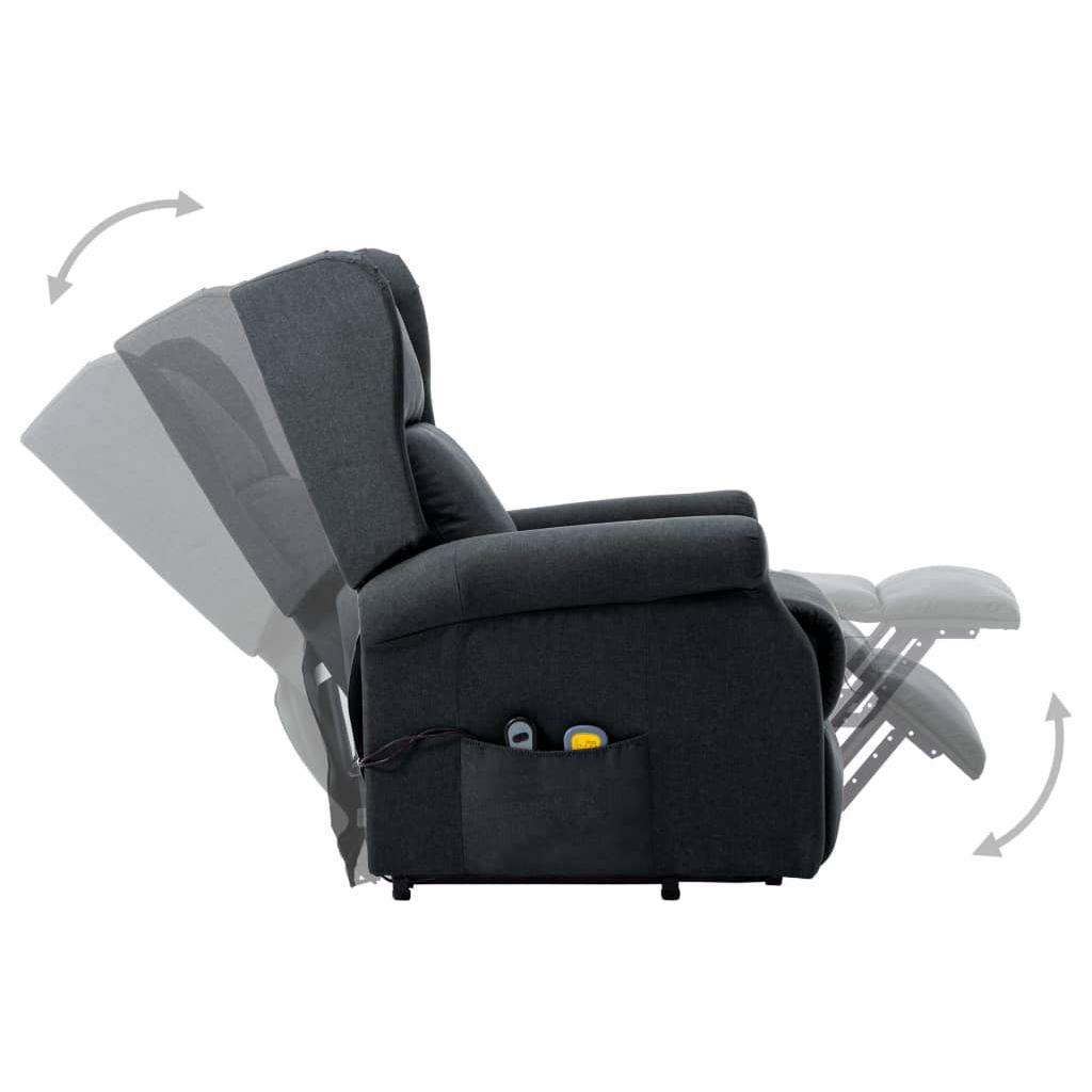 Atsistojantis masažinis krėslas, tamsiai pilkas, audinys