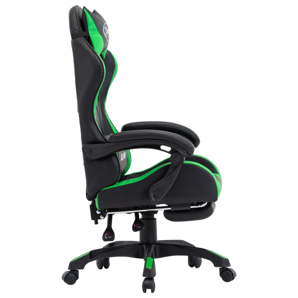 Žaidimų kėdė su pakoja, žalia ir juoda, dirbtinė oda (28798)