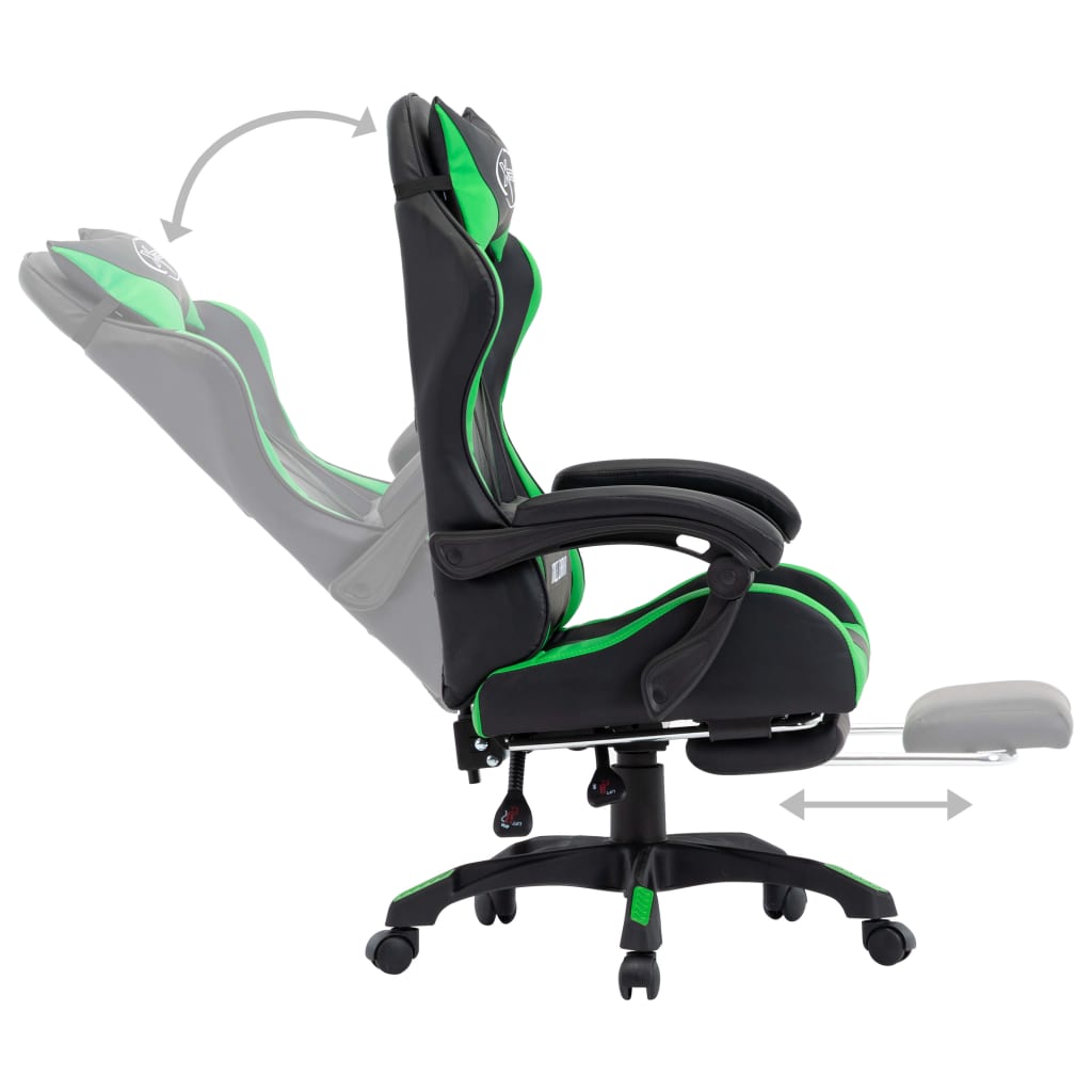 Žaidimų kėdė su pakoja, žalia ir juoda, dirbtinė oda (28798)