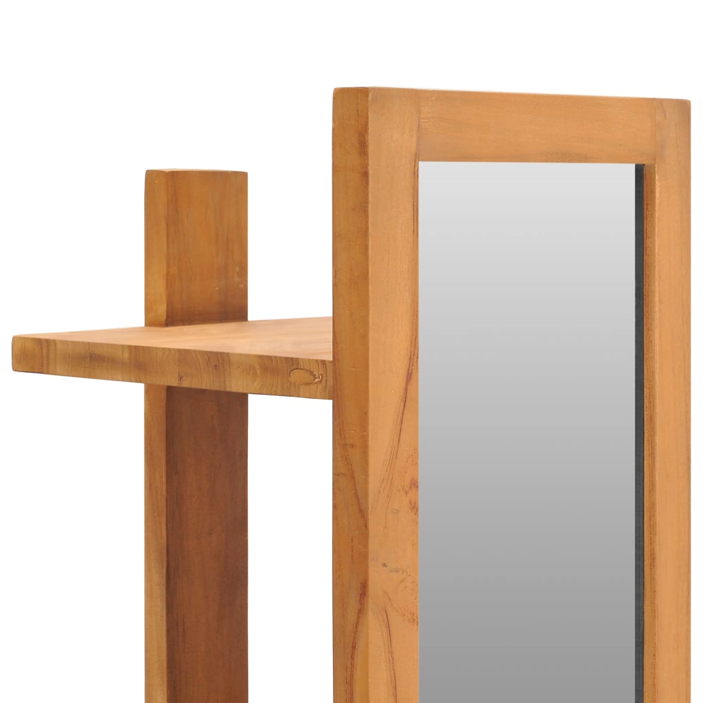 Sieninis veidrodis su lentynomis, 30x30x120cm, tikmedis