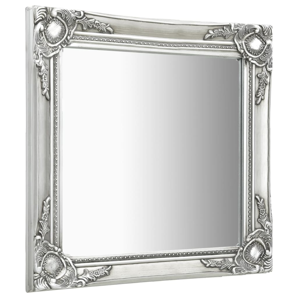 Sieninis veidrodis, sidabrinis, 60x60cm, barokinis stilius