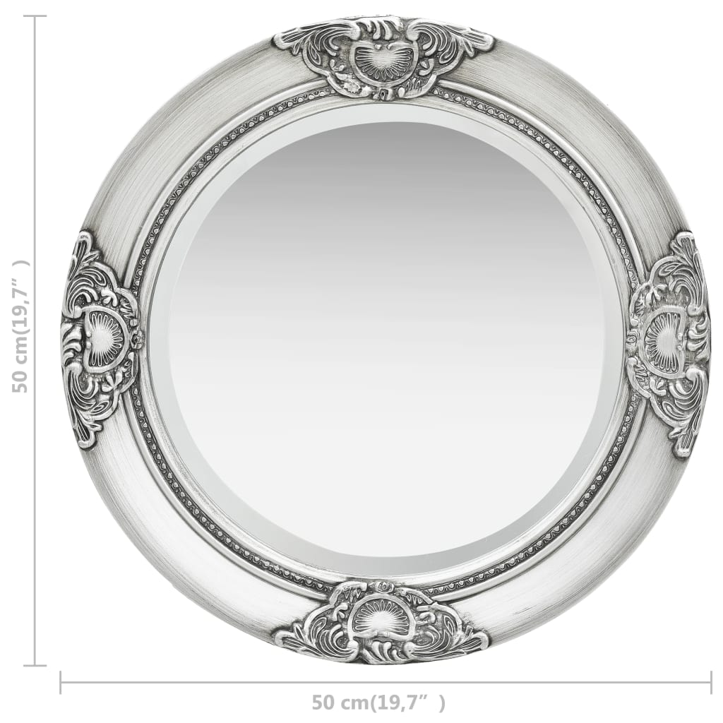 Sieninis veidrodis, sidabrinis, 50cm, barokinio stiliaus